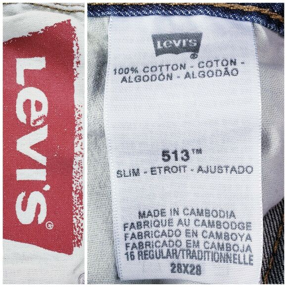 Levis jeans 513 Slim Boys 16 28 x 28 medium wash straight EUC no stretch cotton - Picture 2 of 8